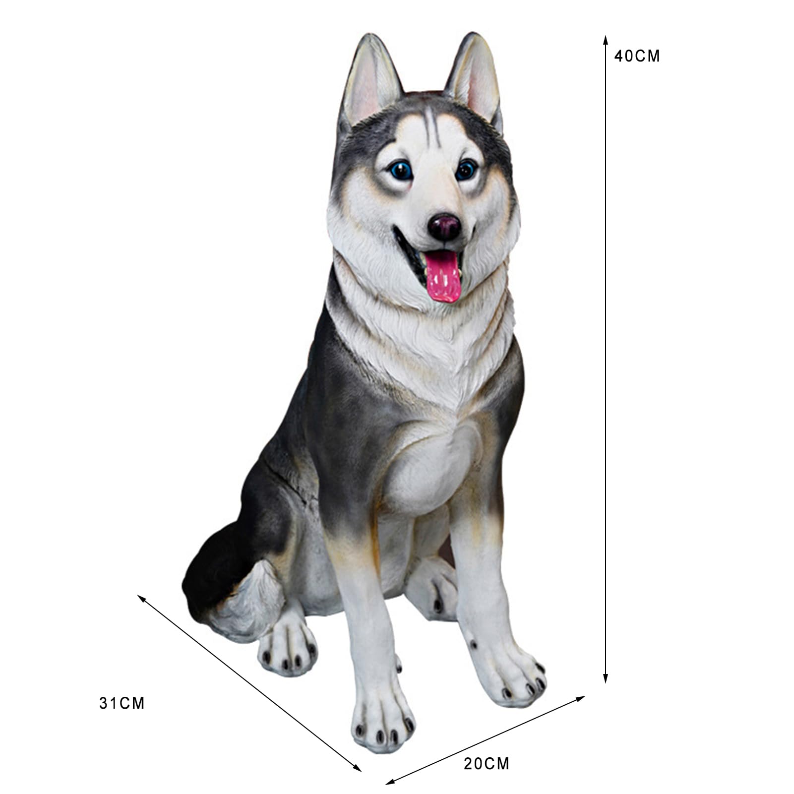 Amazon.co.jp: ガーデン犬の置物、リアルなハスキー犬の像、屋外樹脂製